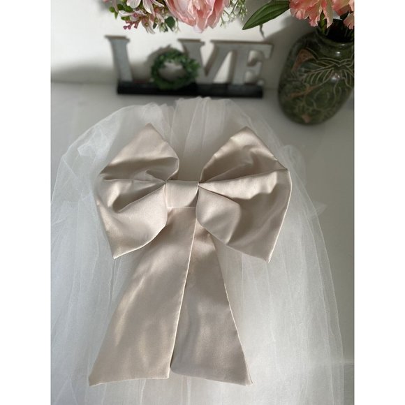 Vintage Large Satin Ivory Bow For Belt Formal Dress Hat Wedding or Belt 9"x10" - Picture 7 of 16